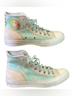 Chuck Taylor Converse Shoes Mi Gente A03690C Men 7 Women 9 Tan & Teal Latino